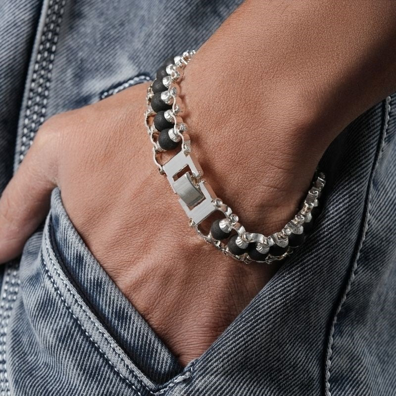 Karungali Premium Designer Silver Bracelet