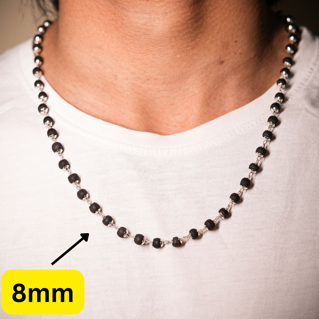 Silver Plated Original Karungali Malai- 8mm