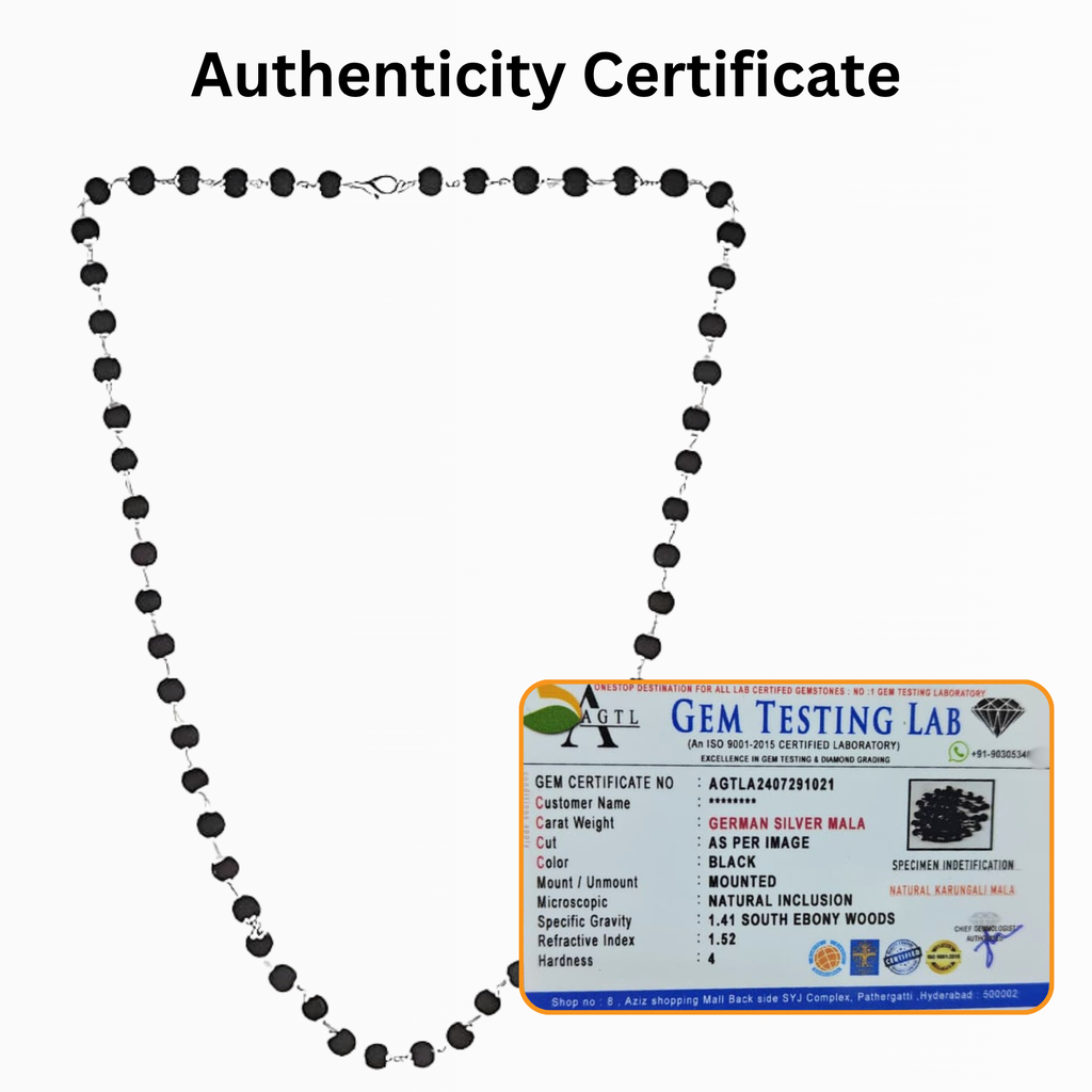 Silver Plated Original Karungali Malai- 8mm