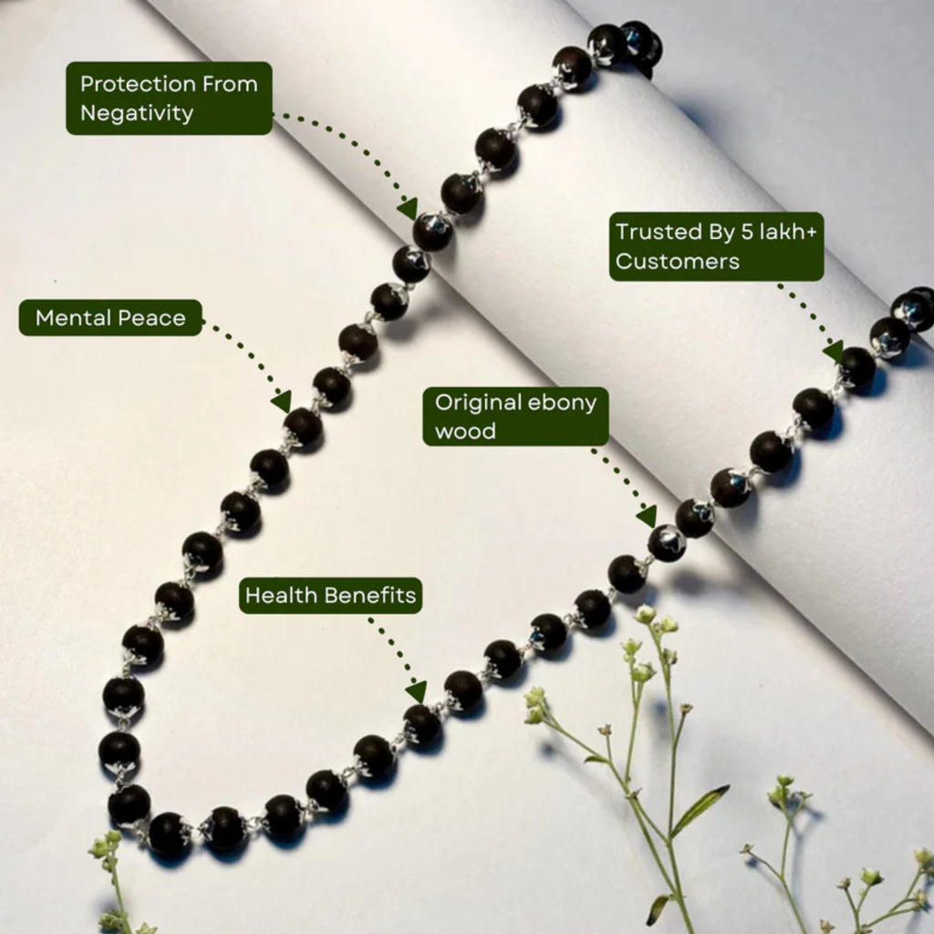 Silver Plated Original Karungali Malai- 8mm