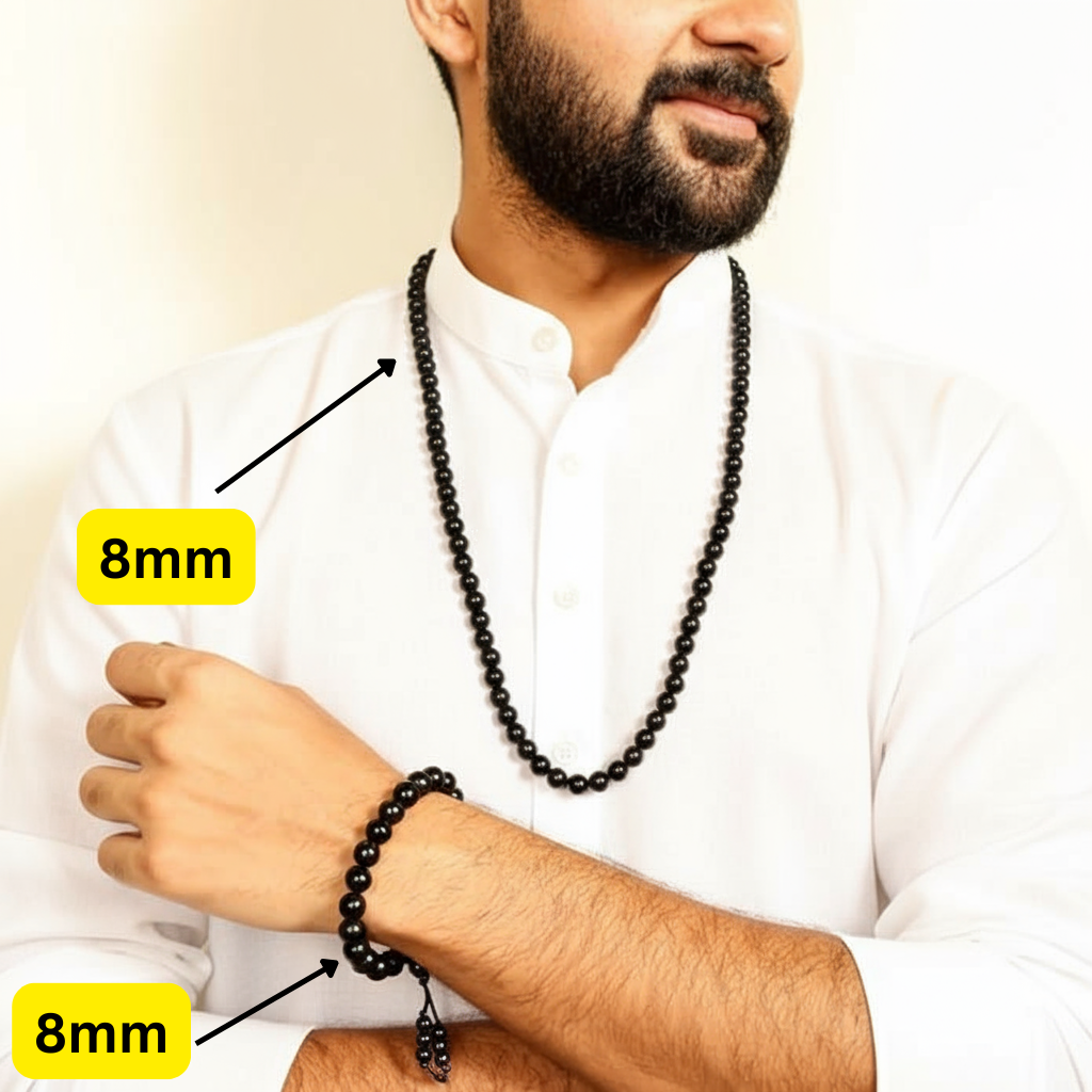 Original Karungali Malai & Karungali Malai Bracelet Combo with Govt. Certification- 8mm