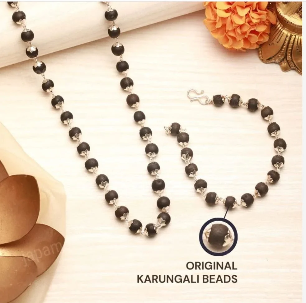Silver Plated Original Karungali Malai Combo Premium Silver Bracelet