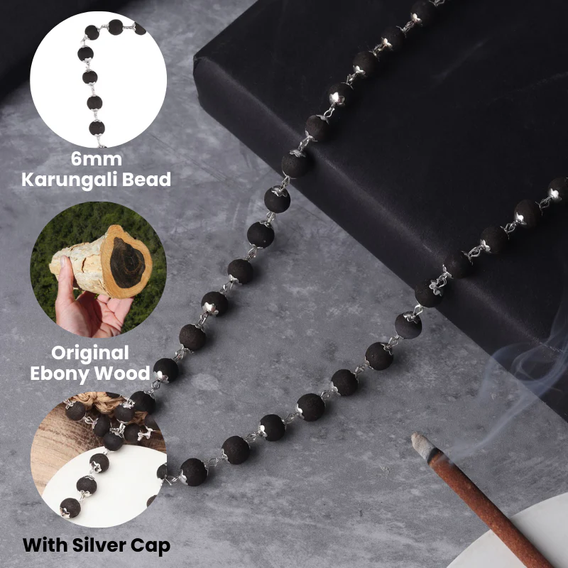 Silver Plated Original Karungali Malai Combo Premium Silver Bracelet